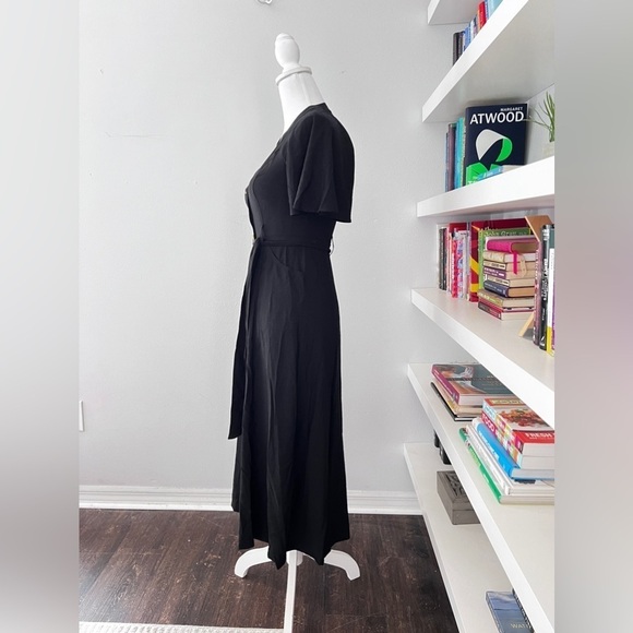 Whistles Women's Black Anita Button-Through Belted A-Line Dress Size US 2 - Picture 7 of 16